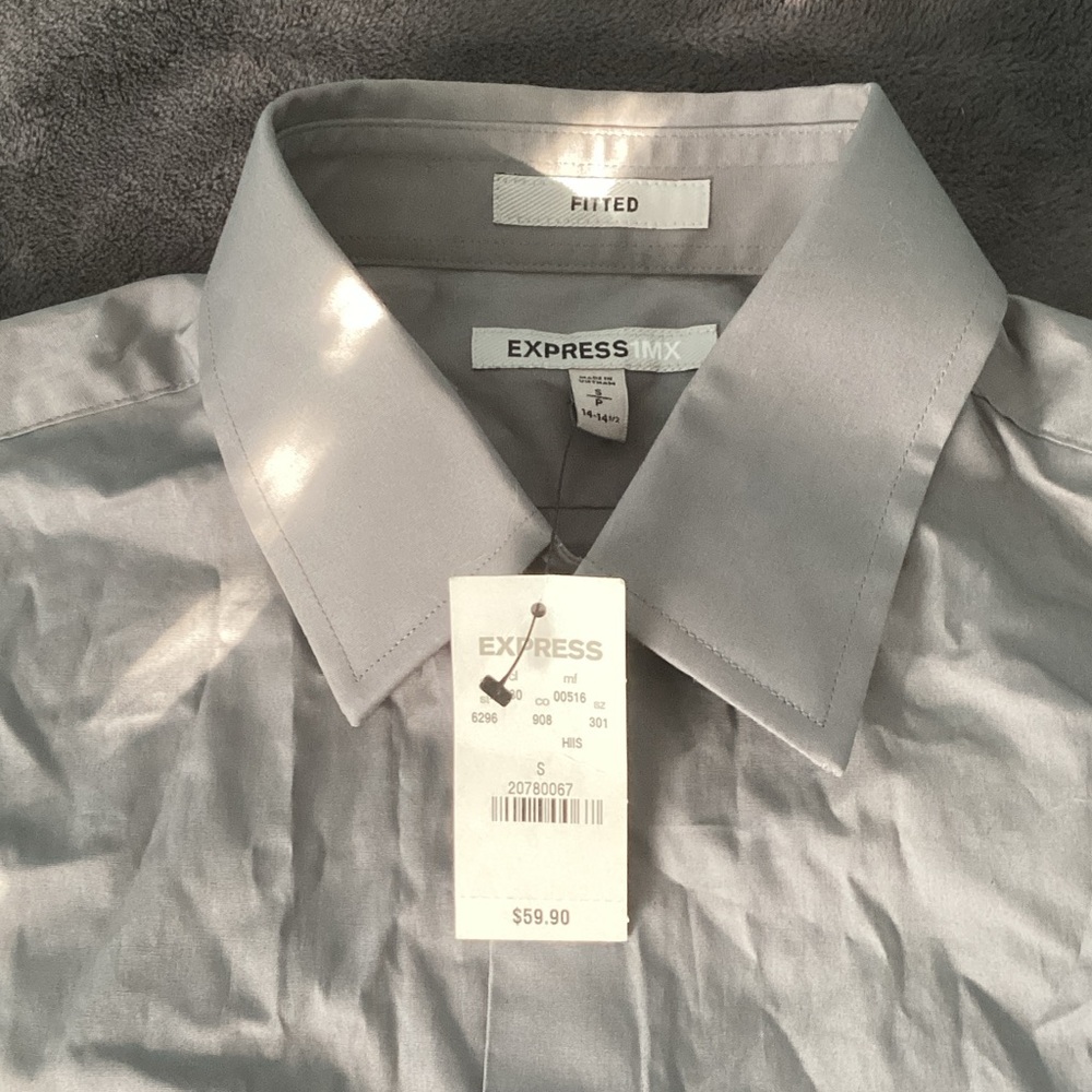 Express Men's Light Gray Dress Shirt